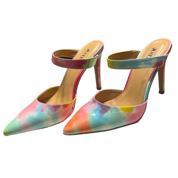 JustFab Pointed Toe Rainbow Colored Heels - Picture 4 of 7